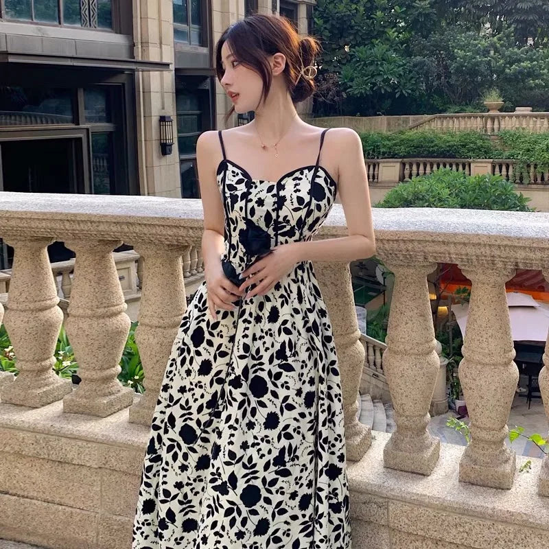 black and apricot floral Dresses