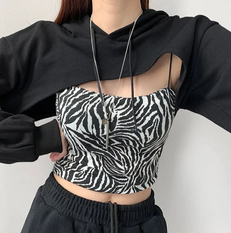 layered cropped hoodies