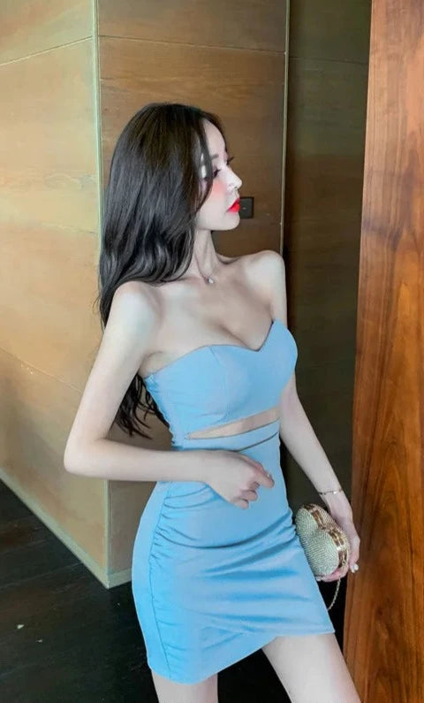 sexy waist slimming tube top bag hip dresses