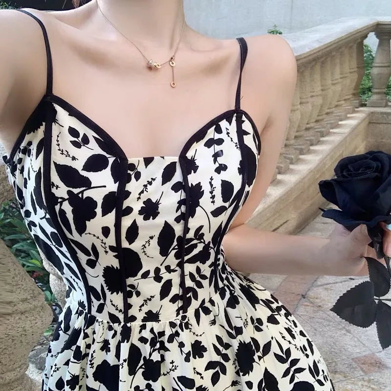 black and apricot floral Dresses