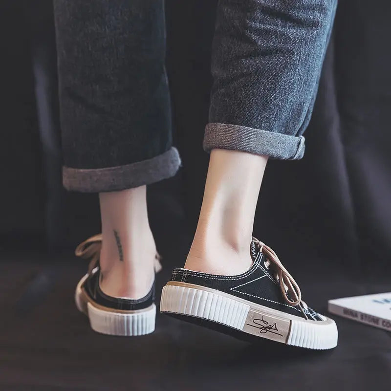 strap slides cotton sneakers