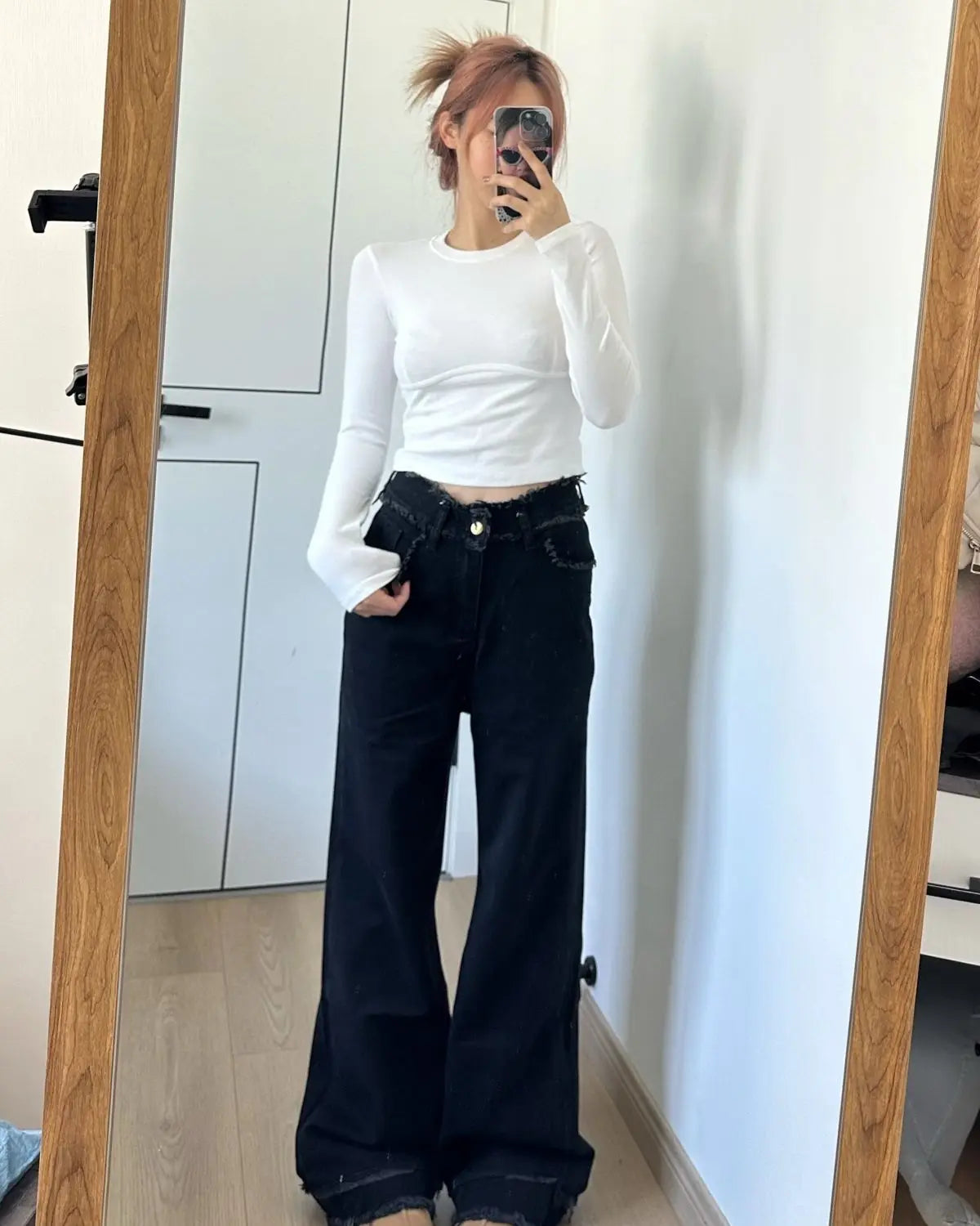 black wide leg jeans