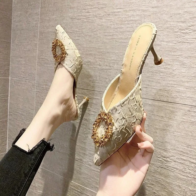 rhinestone high heels slippers