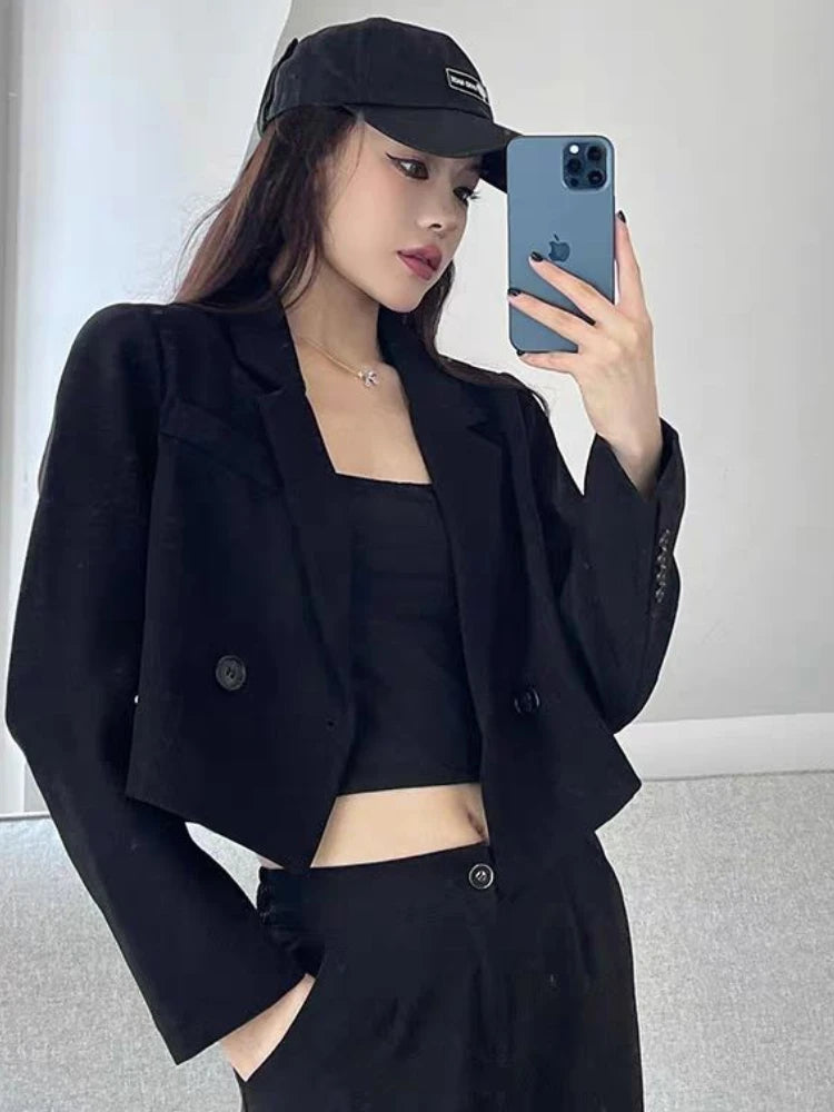 solid fit cropped blazers