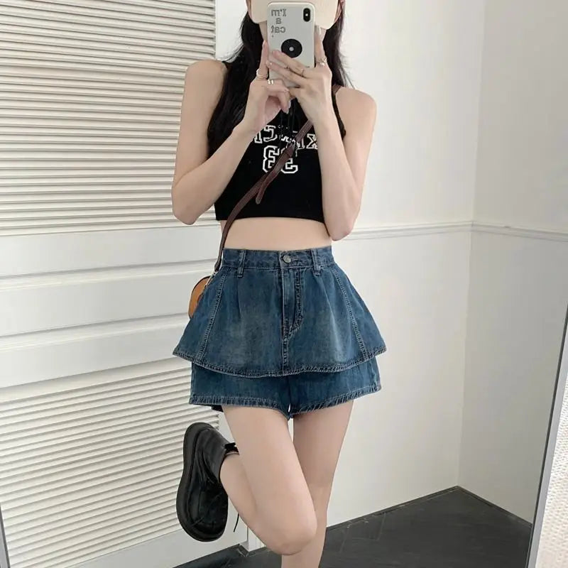 ruffles denim shorts