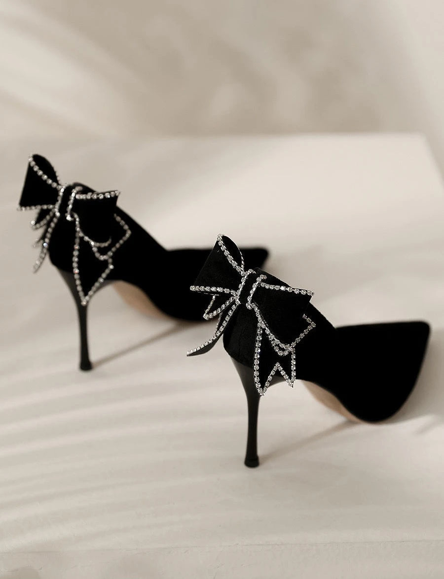 crystals butterfly-knot high heels