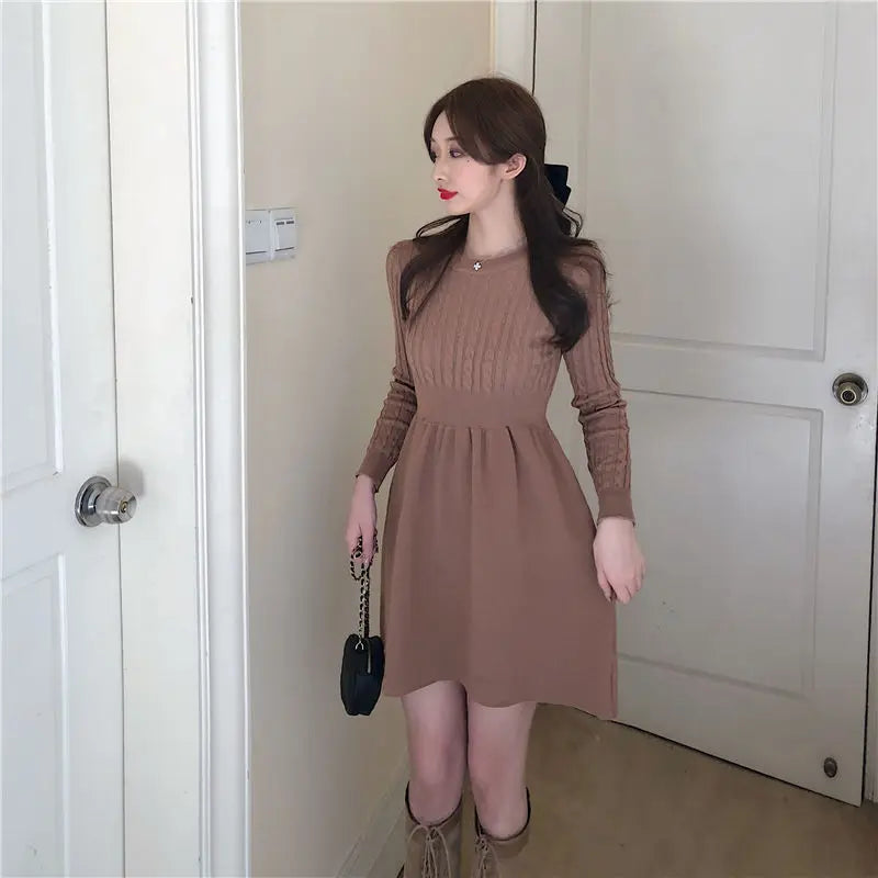 knitting long sleeve mini dresses