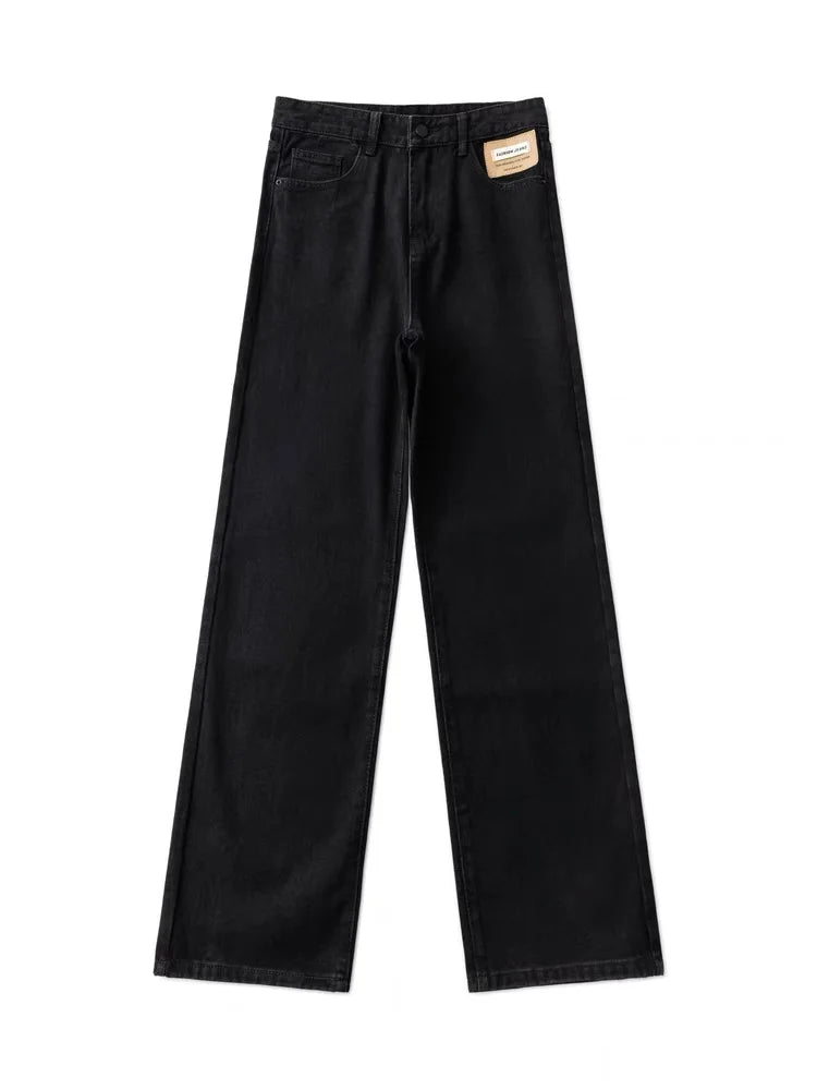 black wide straight jeans