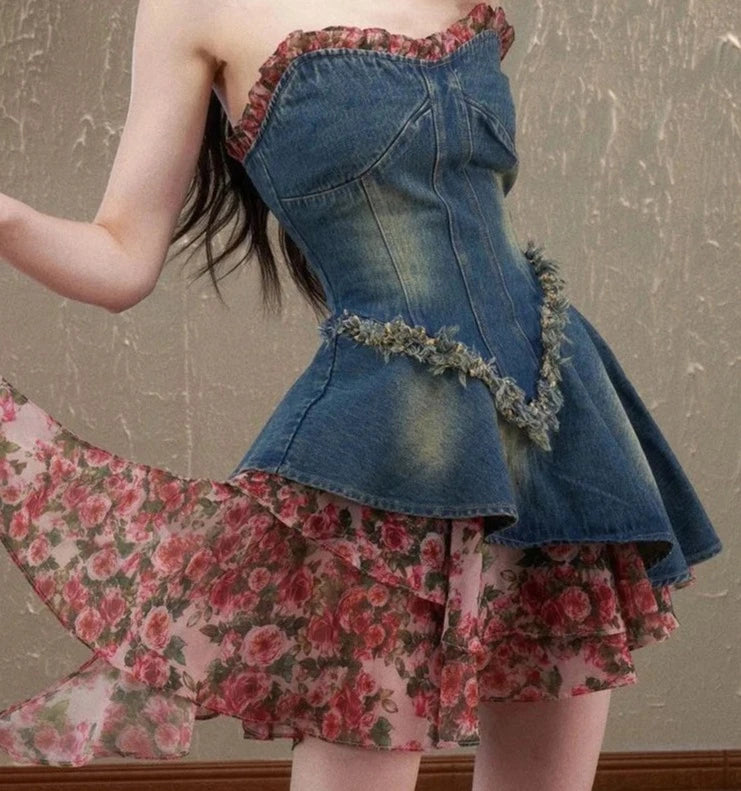 strapless denim dresses