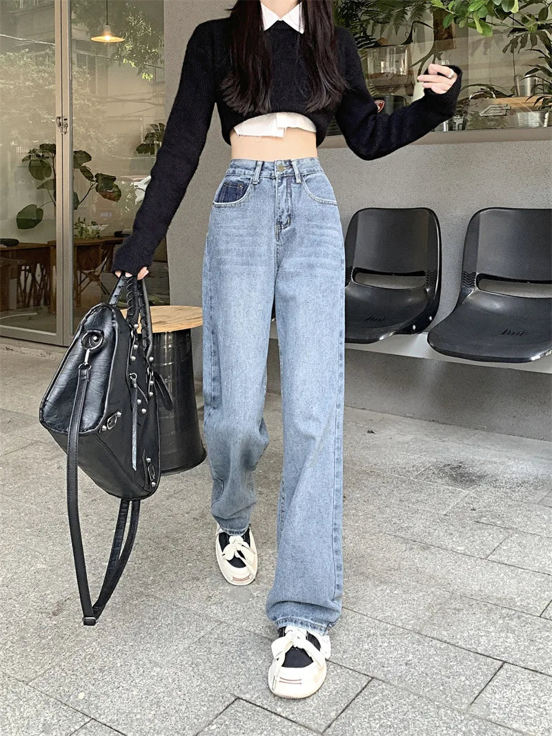 classic straight wide leg jeans