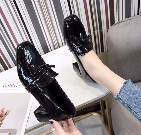 square toe medium heel loafers