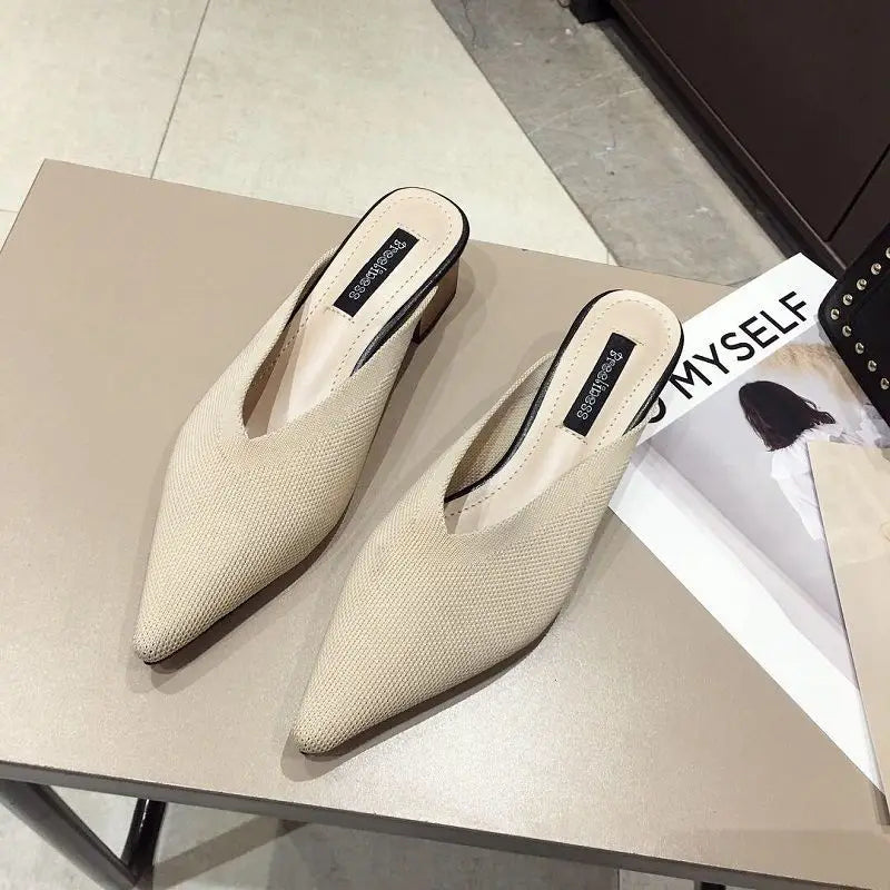 pointed toe heel slippers