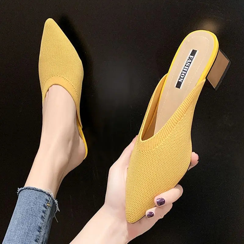 pointed toe heel slippers