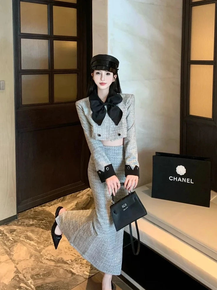 high quality short jacket coat + skirt sets