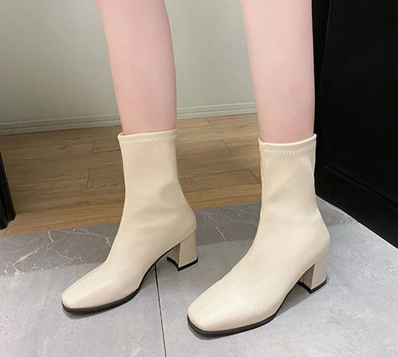 pointed toe half mid calf boots