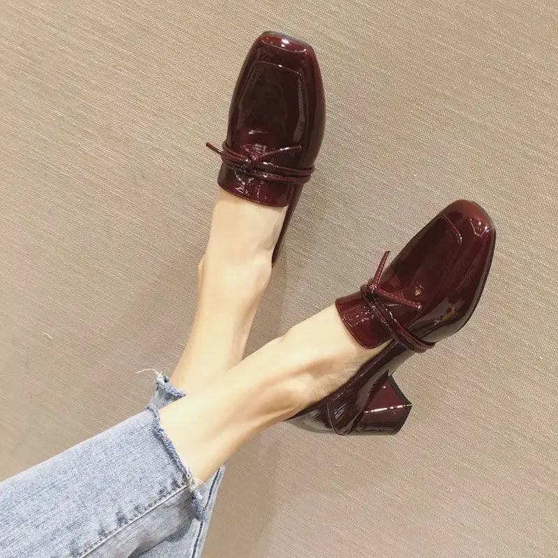 square toe medium heel loafers