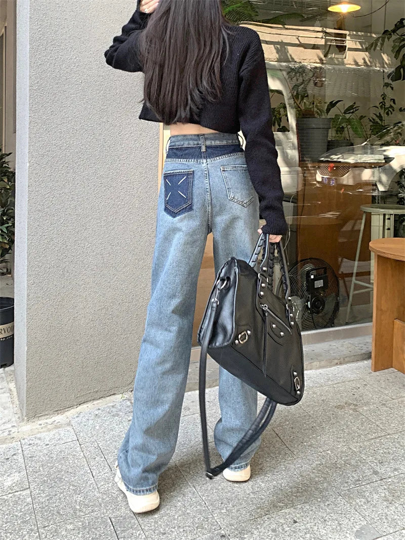 classic straight wide leg jeans