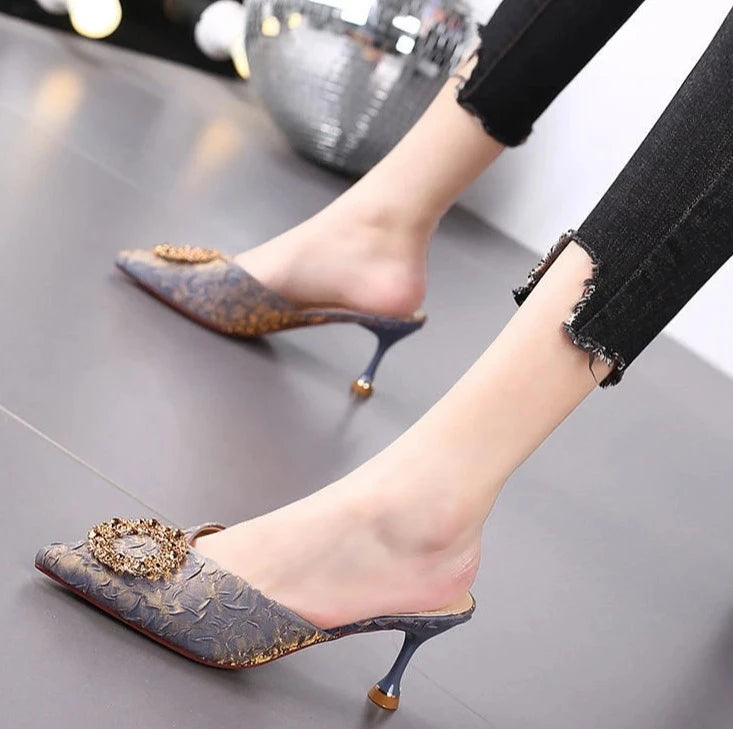 rhinestone high heels slippers