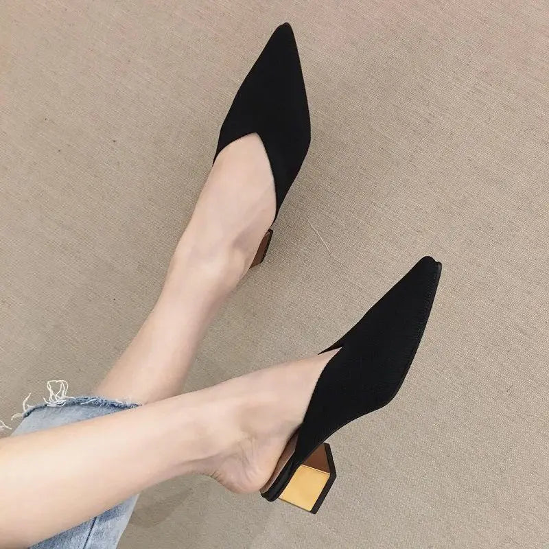 pointed toe heel slippers