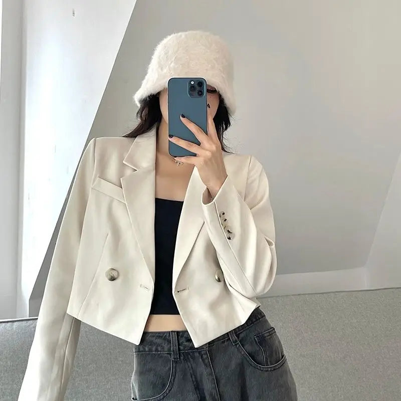 solid fit cropped blazers