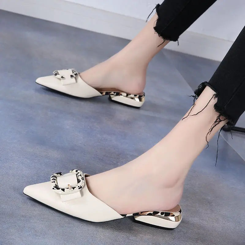 elegant medium heel slippers