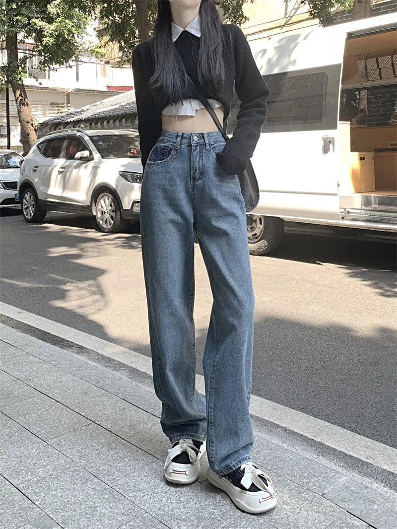 classic straight wide leg jeans