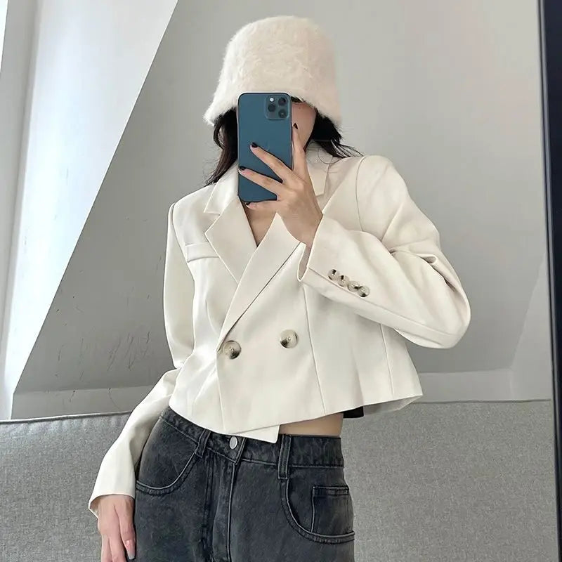 solid fit cropped blazers