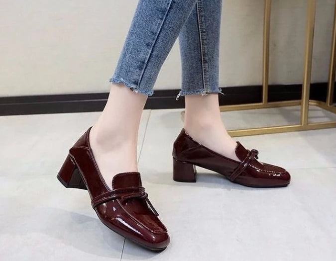 square toe medium heel loafers