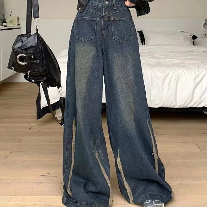 mopping wide leg jeans