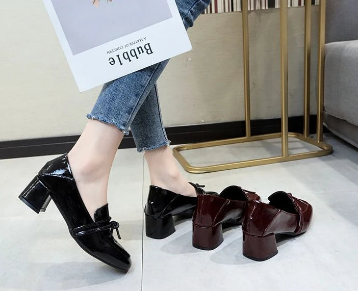 square toe medium heel loafers