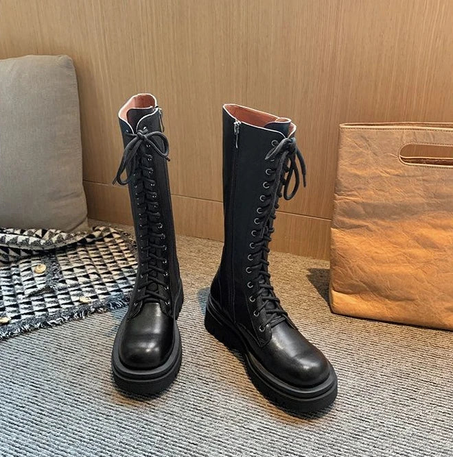 lace-up half martin boots