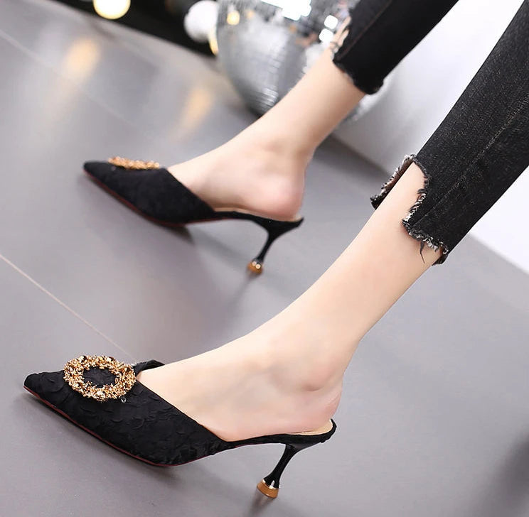 rhinestone high heels slippers