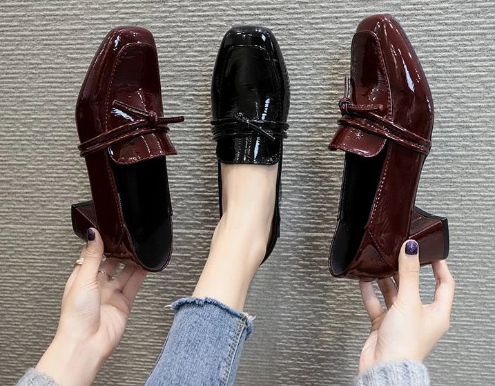 square toe medium heel loafers