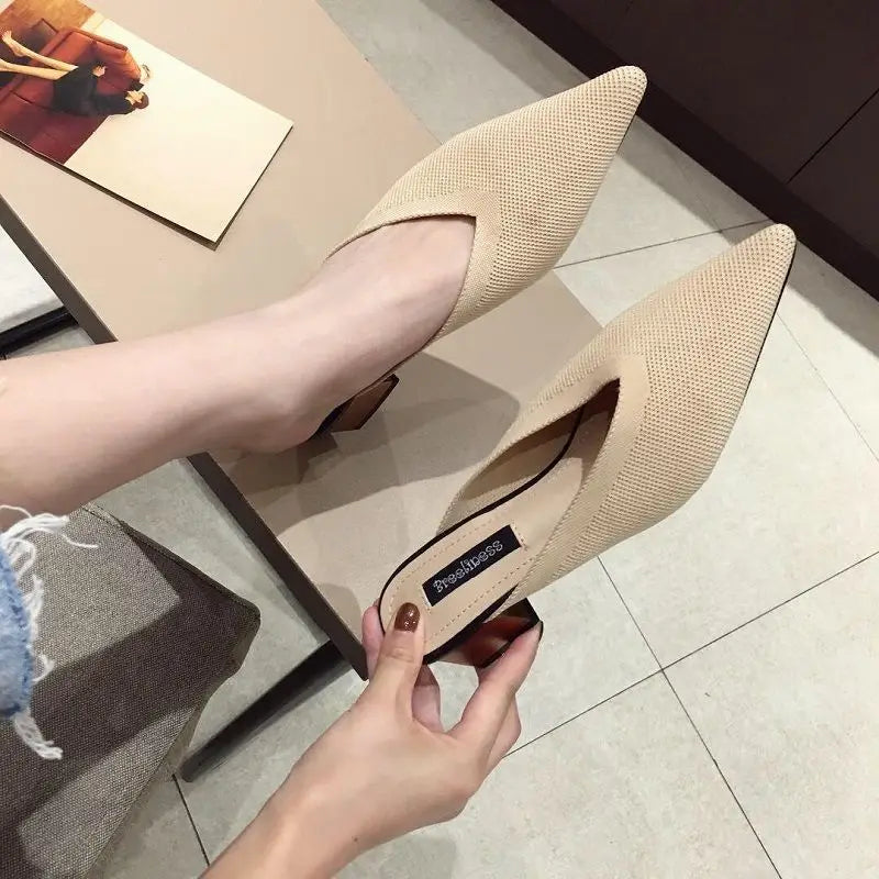 pointed toe heel slippers