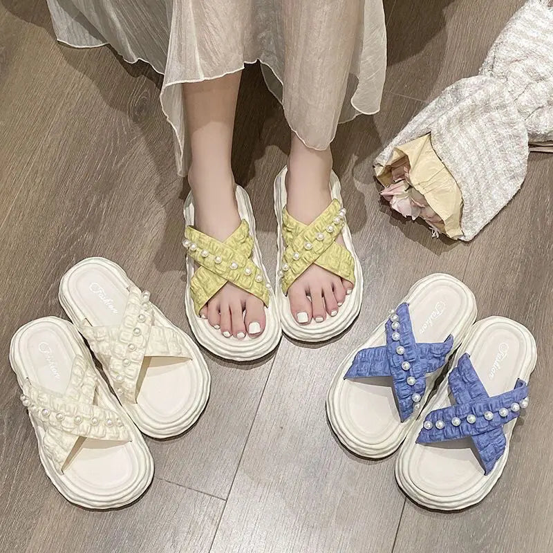 thick slides jewelry slippers