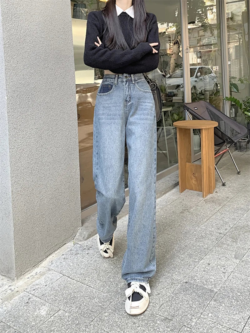 classic straight wide leg jeans