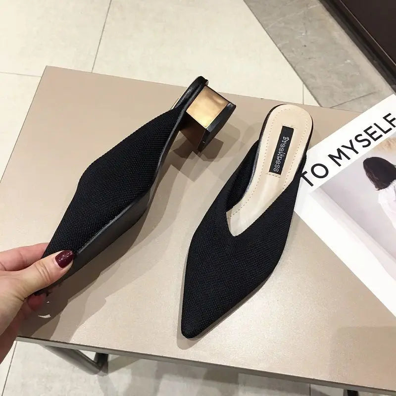 pointed toe heel slippers