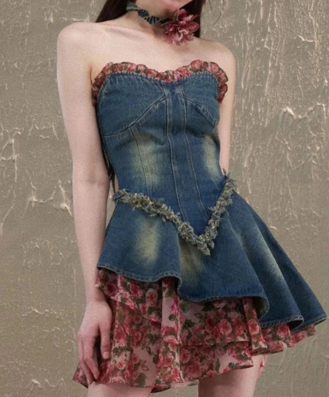 strapless denim dresses