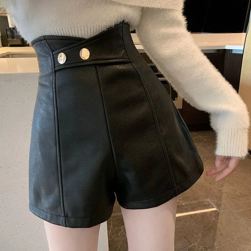 high waist leather shorts