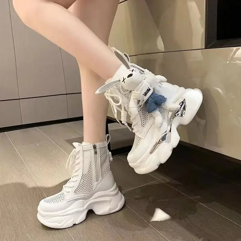 lace-up booties chunky sneakers