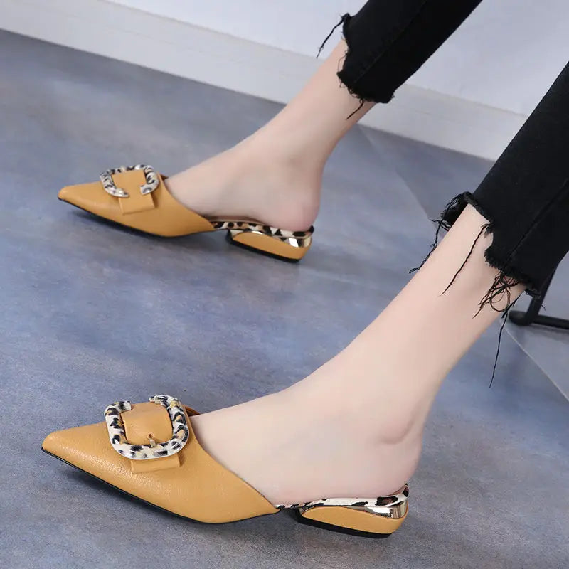 elegant medium heel slippers