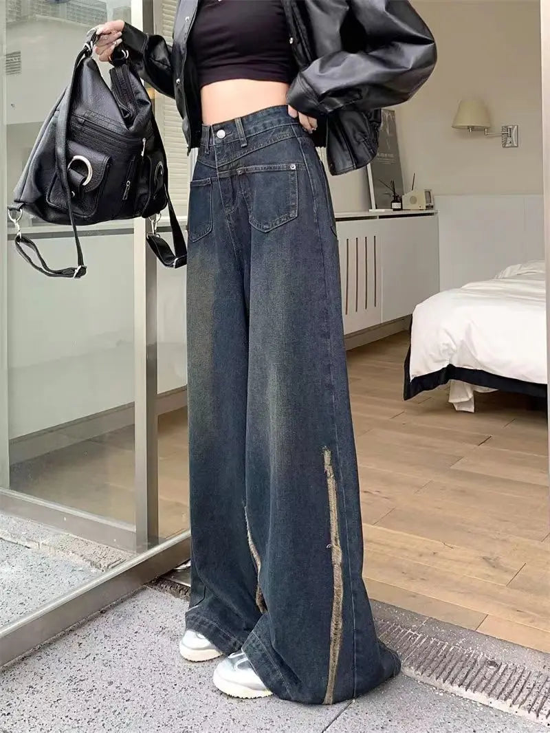 mopping wide leg jeans