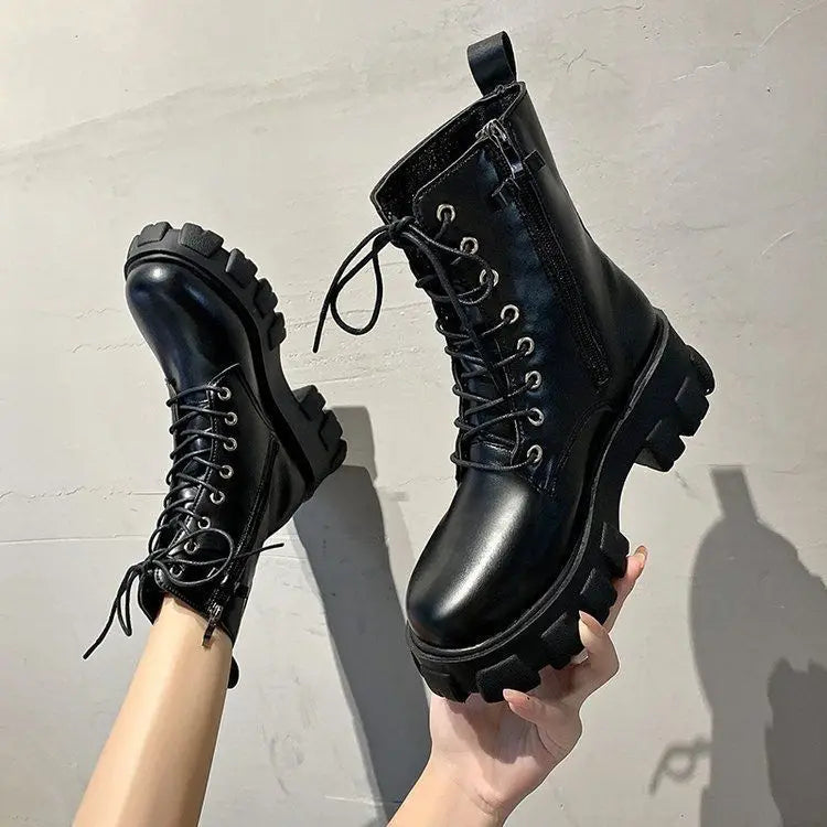 punk leather ankle boots