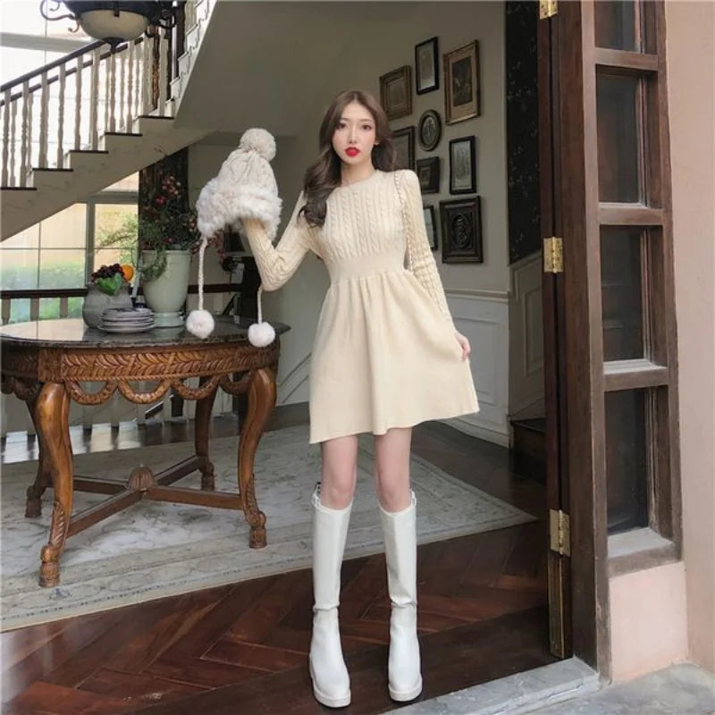 knitting long sleeve mini dresses