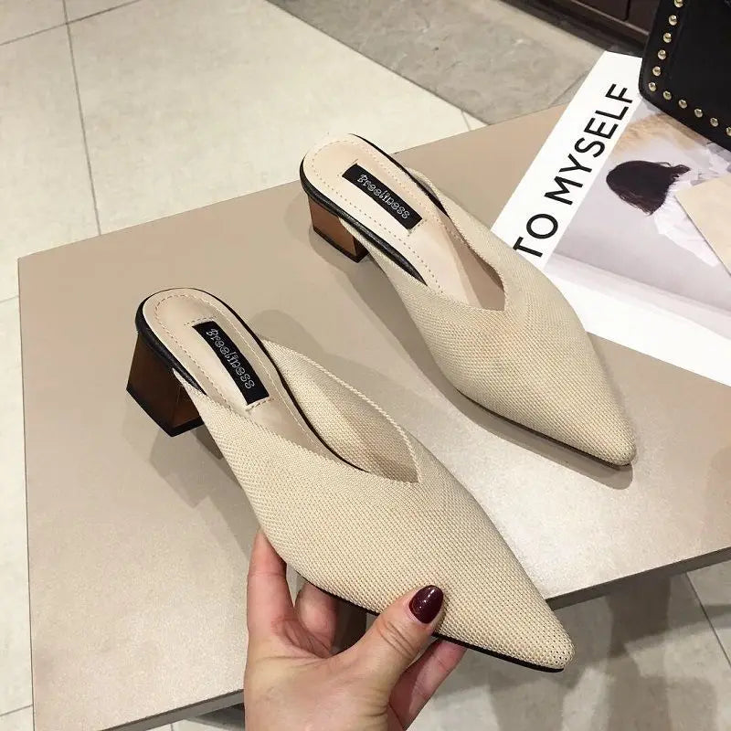 pointed toe heel slippers