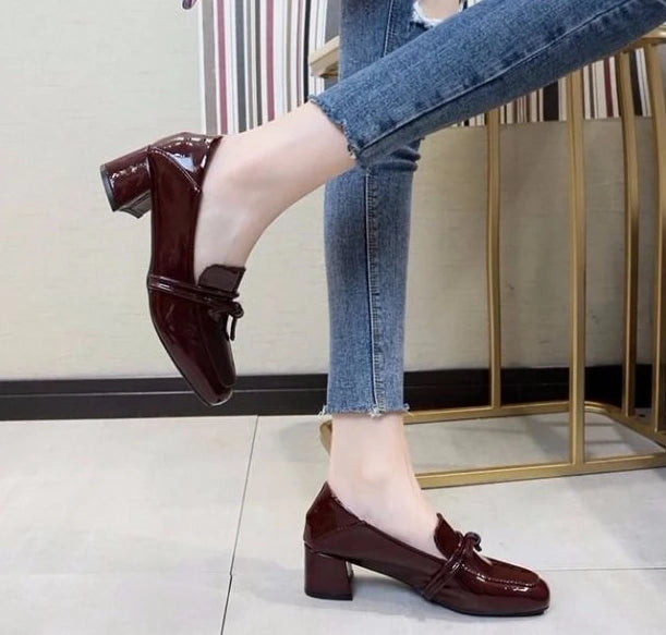 square toe medium heel loafers