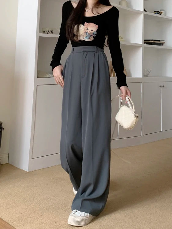 high waist loose fit wide leg pants