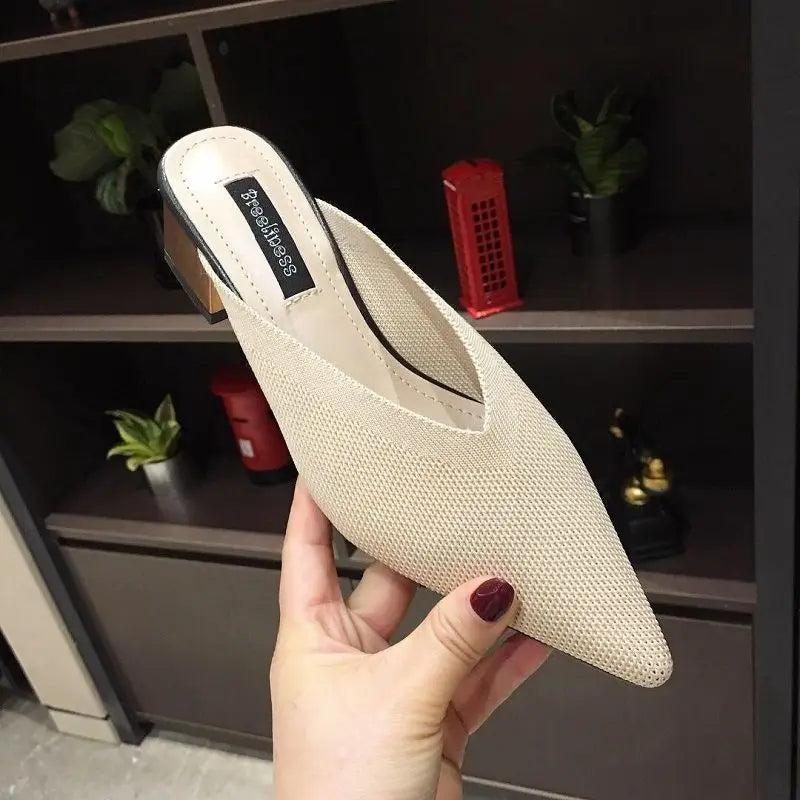 pointed toe heel slippers