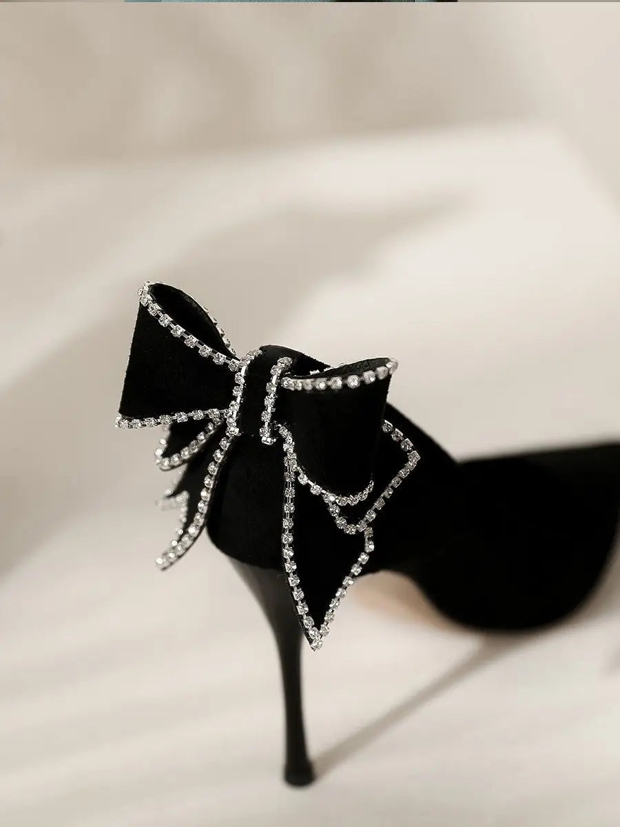 crystals butterfly-knot high heels