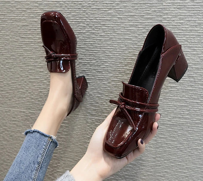 square toe medium heel loafers